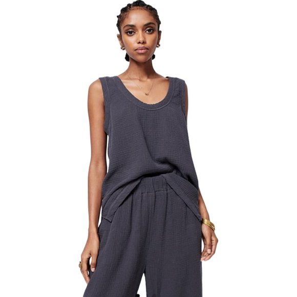Faherty organic cotton gauze black grey tank top size xs - Picture 7 of 9